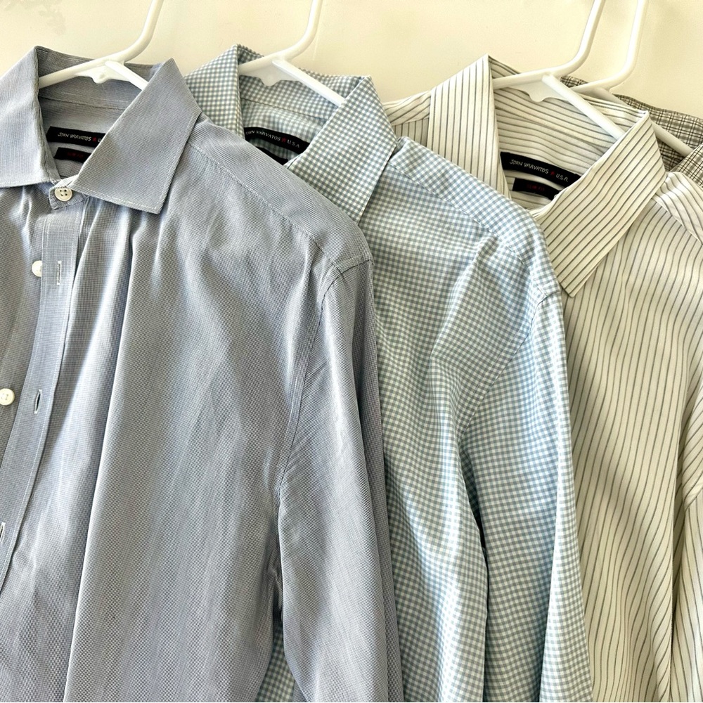 John Varvatos Men's Dress Shirts (4) - Light Blue, Blue, Check, Grat Stripe